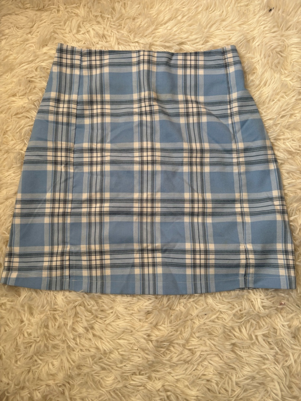 Brandy Melville Blue and White Plaid Mini Skirt